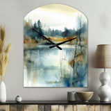 Summer Lake Landscape Illustration II - Asymmetric Metal Wall Clock