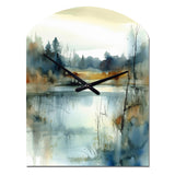 Summer Lake Landscape Illustration II - Asymmetric Metal Wall Clock