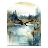 Summer Lake Landscape Illustration II - Asymmetric Metal Wall Clock