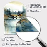 Summer Lake Landscape Illustration II - Asymmetric Metal Wall Clock