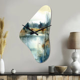 Summer Lake Landscape Illustration II - Asymmetric Metal Wall Clock