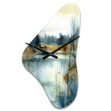 Summer Lake Landscape Illustration II - Asymmetric Metal Wall Clock