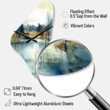 Summer Lake Landscape Illustration II - Asymmetric Metal Wall Clock