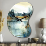 Summer Lake Landscape Illustration II - Asymmetric Metal Wall Clock