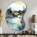 Summer Lake Landscape Illustration II - Asymmetric Metal Wall Clock