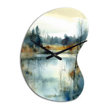 Summer Lake Landscape Illustration II - Asymmetric Metal Wall Clock