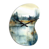 Summer Lake Landscape Illustration II - Asymmetric Metal Wall Clock