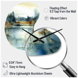 Summer Lake Landscape Illustration II - Asymmetric Metal Wall Clock