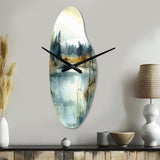 Summer Lake Landscape Illustration II - Asymmetric Metal Wall Clock