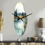 Summer Lake Landscape Illustration II - Asymmetric Metal Wall Clock