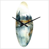 Summer Lake Landscape Illustration II - Asymmetric Metal Wall Clock
