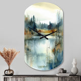 Summer Lake Landscape Illustration II - Asymmetric Metal Wall Clock