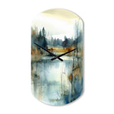 Summer Lake Landscape Illustration II - Asymmetric Metal Wall Clock