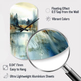 Summer Lake Landscape Illustration II - Asymmetric Metal Wall Clock