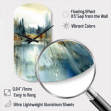 Summer Lake Landscape Illustration II - Asymmetric Metal Wall Clock