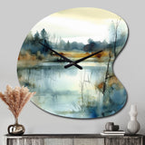 Summer Lake Landscape Illustration II - Asymmetric Metal Wall Clock
