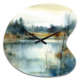 Summer Lake Landscape Illustration II - Asymmetric Metal Wall Clock