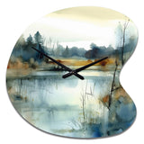 Summer Lake Landscape Illustration II - Asymmetric Metal Wall Clock