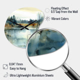 Summer Lake Landscape Illustration II - Asymmetric Metal Wall Clock