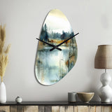 Summer Lake Landscape Illustration II - Asymmetric Metal Wall Clock