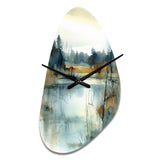 Summer Lake Landscape Illustration II - Asymmetric Metal Wall Clock