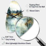 Summer Lake Landscape Illustration II - Asymmetric Metal Wall Clock
