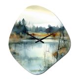 Summer Lake Landscape Illustration II - Asymmetric Metal Wall Clock