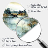 Summer Lake Landscape Illustration II - Asymmetric Metal Wall Clock