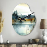 Summer Lake Landscape Illustration II - Asymmetric Metal Wall Clock