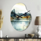 Summer Lake Landscape Illustration II - Asymmetric Metal Wall Clock