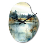 Summer Lake Landscape Illustration II - Asymmetric Metal Wall Clock