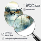 Summer Lake Landscape Illustration II - Asymmetric Metal Wall Clock