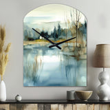 Summer Lake Landscape Illustration V - Asymmetric Metal Wall Clock