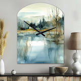 Summer Lake Landscape Illustration V - Asymmetric Metal Wall Clock