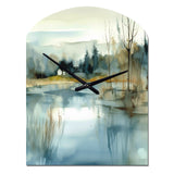 Summer Lake Landscape Illustration V - Asymmetric Metal Wall Clock