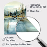Summer Lake Landscape Illustration V - Asymmetric Metal Wall Clock