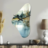 Summer Lake Landscape Illustration V - Asymmetric Metal Wall Clock