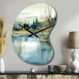 Summer Lake Landscape Illustration V - Asymmetric Metal Wall Clock