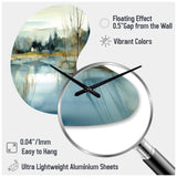 Summer Lake Landscape Illustration V - Asymmetric Metal Wall Clock