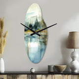 Summer Lake Landscape Illustration V - Asymmetric Metal Wall Clock