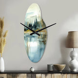 Summer Lake Landscape Illustration V - Asymmetric Metal Wall Clock