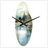 Summer Lake Landscape Illustration V - Asymmetric Metal Wall Clock