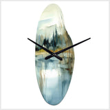 Summer Lake Landscape Illustration V - Asymmetric Metal Wall Clock