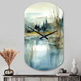 Summer Lake Landscape Illustration V - Asymmetric Metal Wall Clock