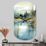 Summer Lake Landscape Illustration V - Asymmetric Metal Wall Clock