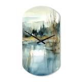 Summer Lake Landscape Illustration V - Asymmetric Metal Wall Clock