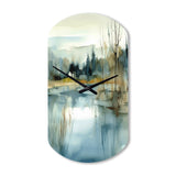 Summer Lake Landscape Illustration V - Asymmetric Metal Wall Clock
