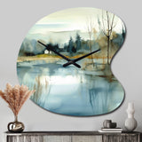 Summer Lake Landscape Illustration V - Asymmetric Metal Wall Clock