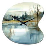 Summer Lake Landscape Illustration V - Asymmetric Metal Wall Clock