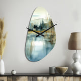 Summer Lake Landscape Illustration V - Asymmetric Metal Wall Clock